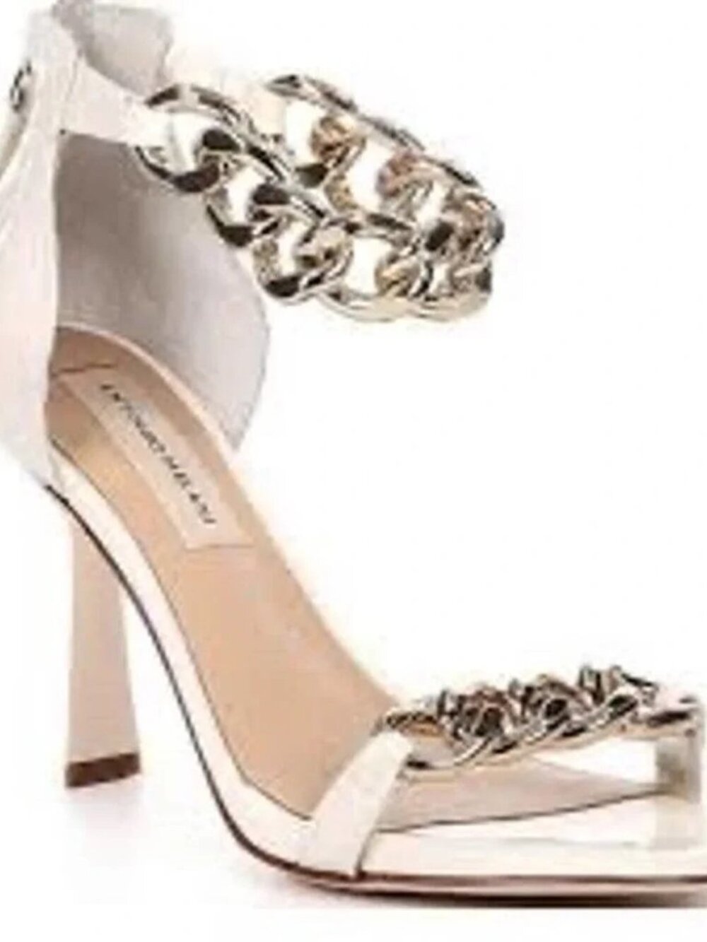 Antonio Melani Carolitta Cream Patent Leather Sole Chain Sandal Size 8 1/2